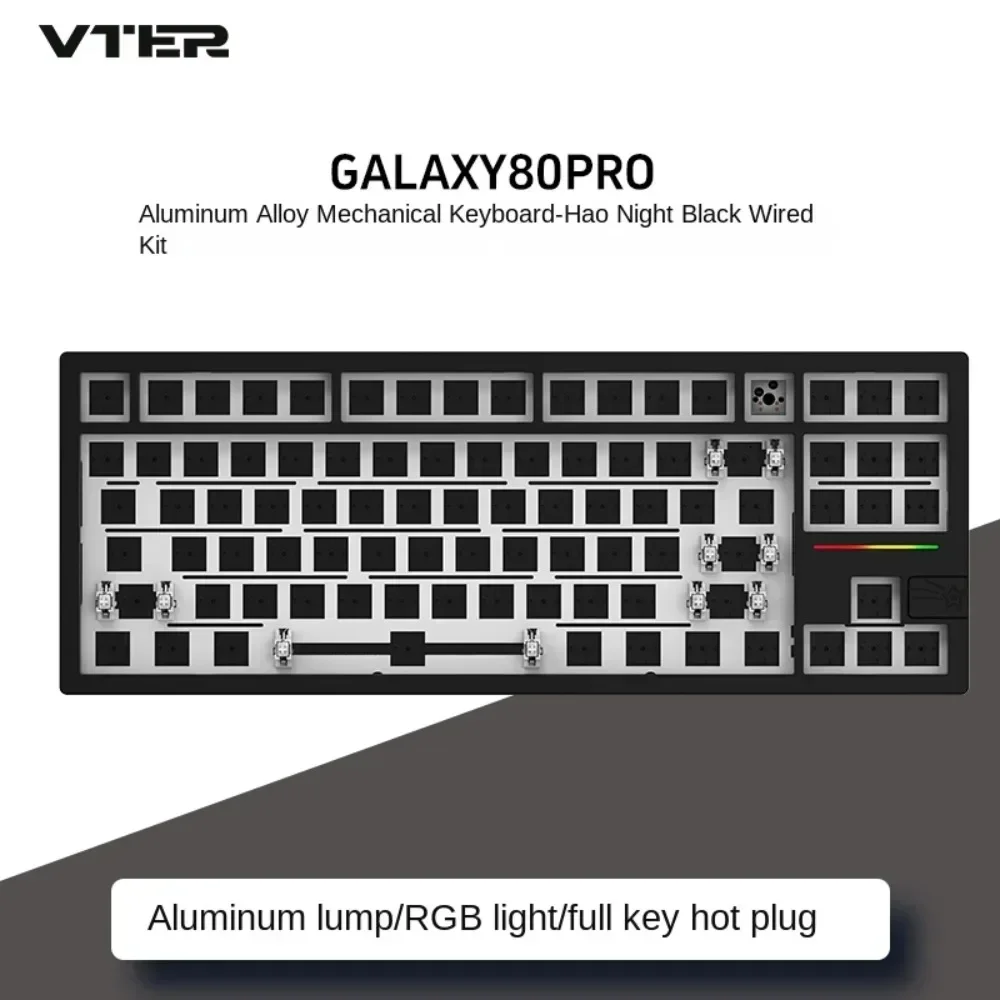 VTER Galaxy 80pro Wireless Aluminum Alloy Mechanical Keyboard Kit Gasket Tri-mode Customized Wired Layout 88 Keys  Hot-swappable