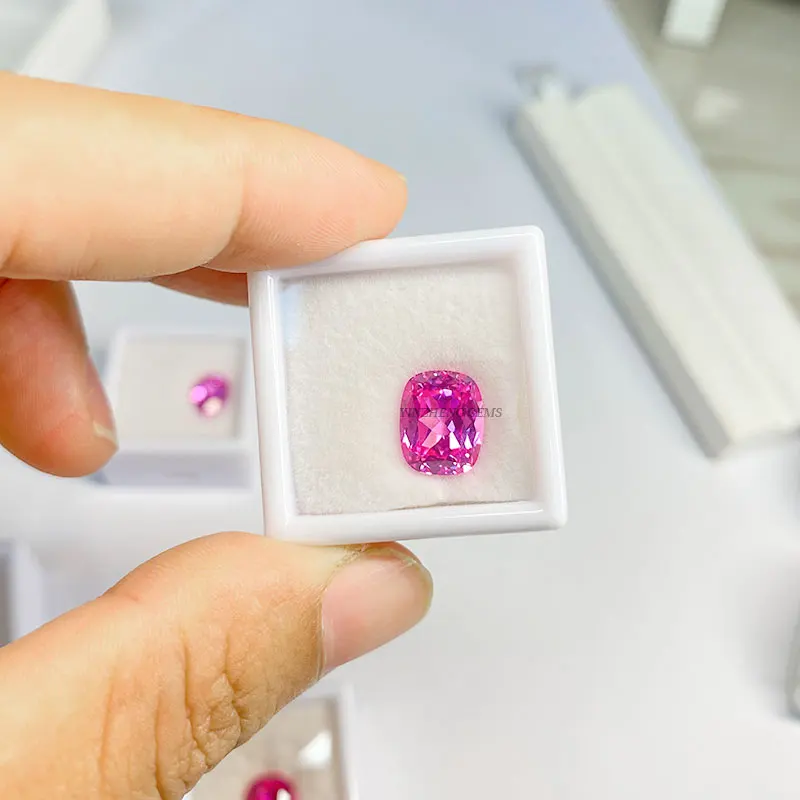 Manufacture corundum lab grown pink Sapphire cushion cut shape Loose Gemstones for gems Jewelry making