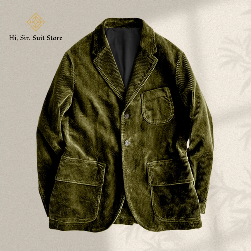 

Мужской повседневный вельветовый пиджак с двумя пуговицами, твидовое спортивное пальто, приталенный пиджак для мужчин, повседневный пиджак для работы, деловая одежда, куртки