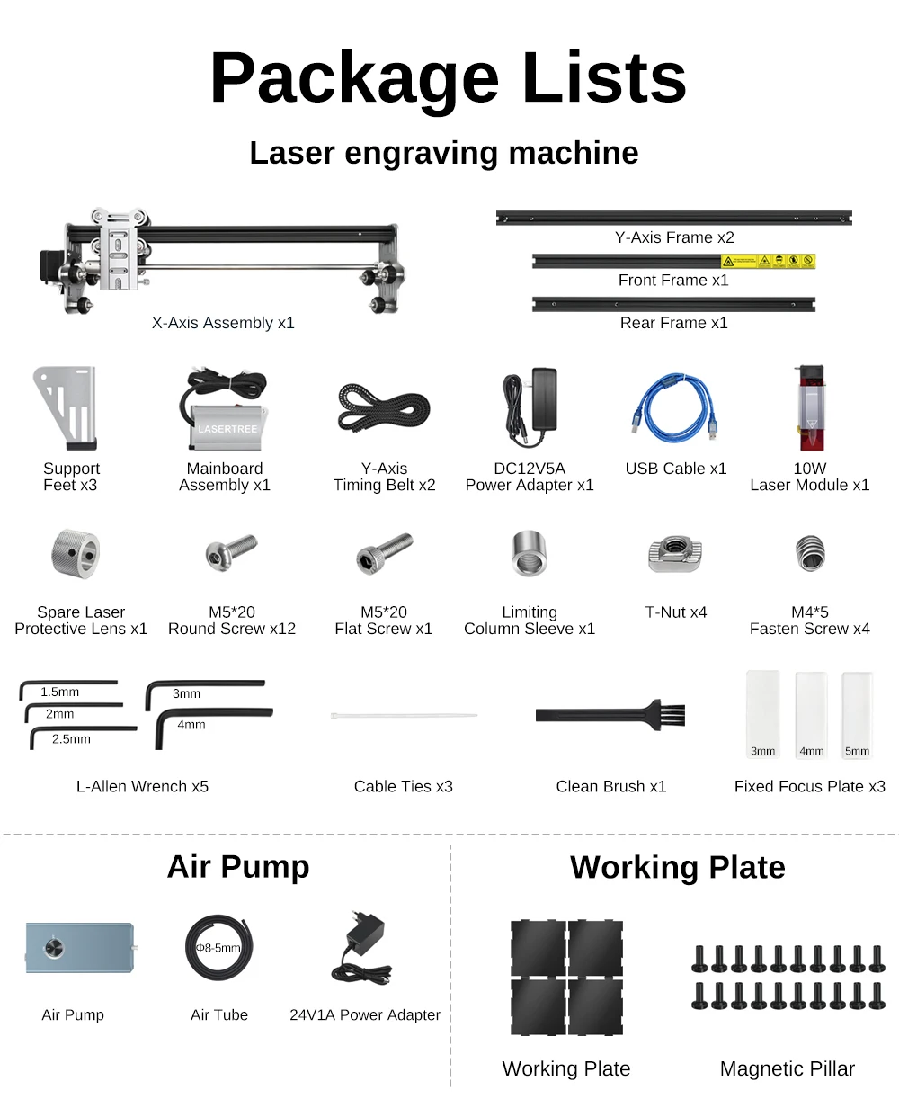 LASER TREE K1 Mini Laser Engraving Machine with 5W 10W Laser Head Laser Engraver Cutter Woodworking TTL Blue Light Laser Module