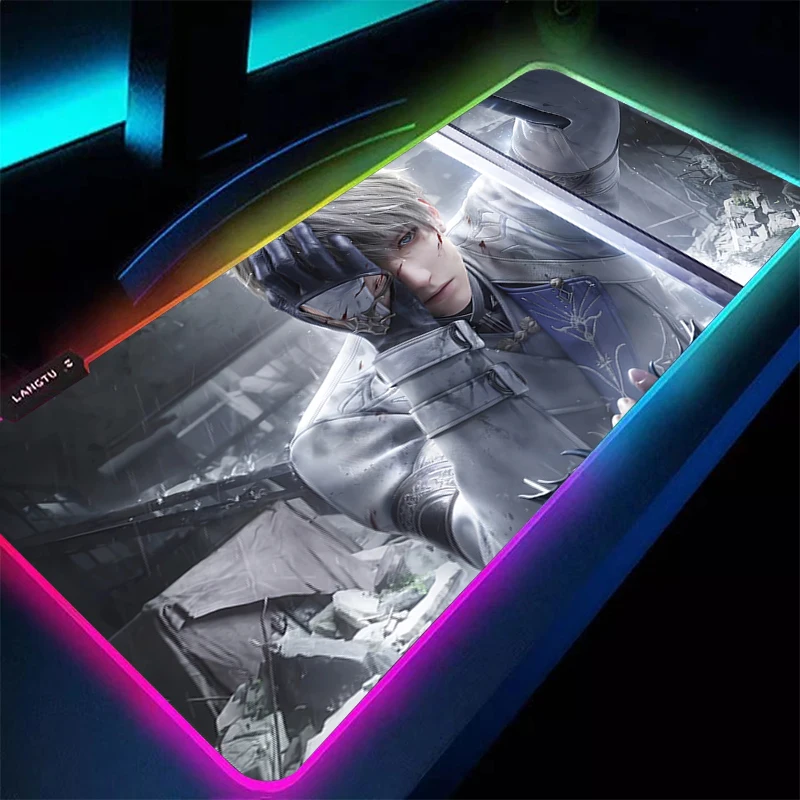 Alfombrilla de ratón para juegos Anime LED PC Gamer alfombrilla de escritorio extendida RGB portátil amor y espacio profundo Xavier alfombrilla de ratón teclado de goma