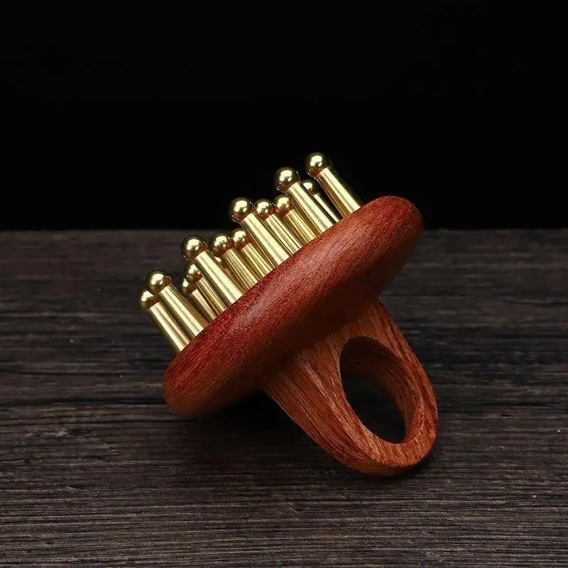 

Copper Sandalwood Meridians Fine Tooth Comb Needling Guasha Scalp Massage Brush Relax Body Massager Head Meridians Massage Comb
