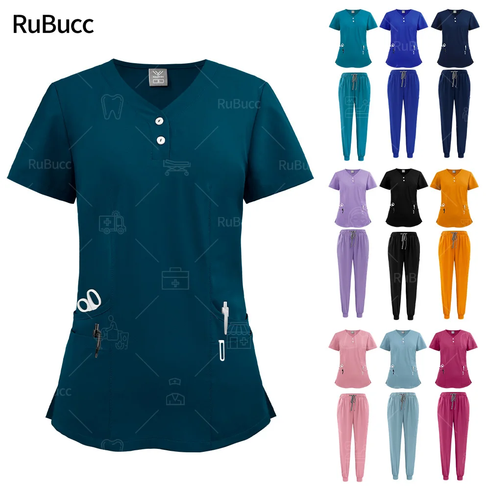 

Lightweight Surgical Gown Short-sleeved Operating Room Split Doctor's Scrub Tops Pants Pet Nursing Uniform Medical Uniform Woman