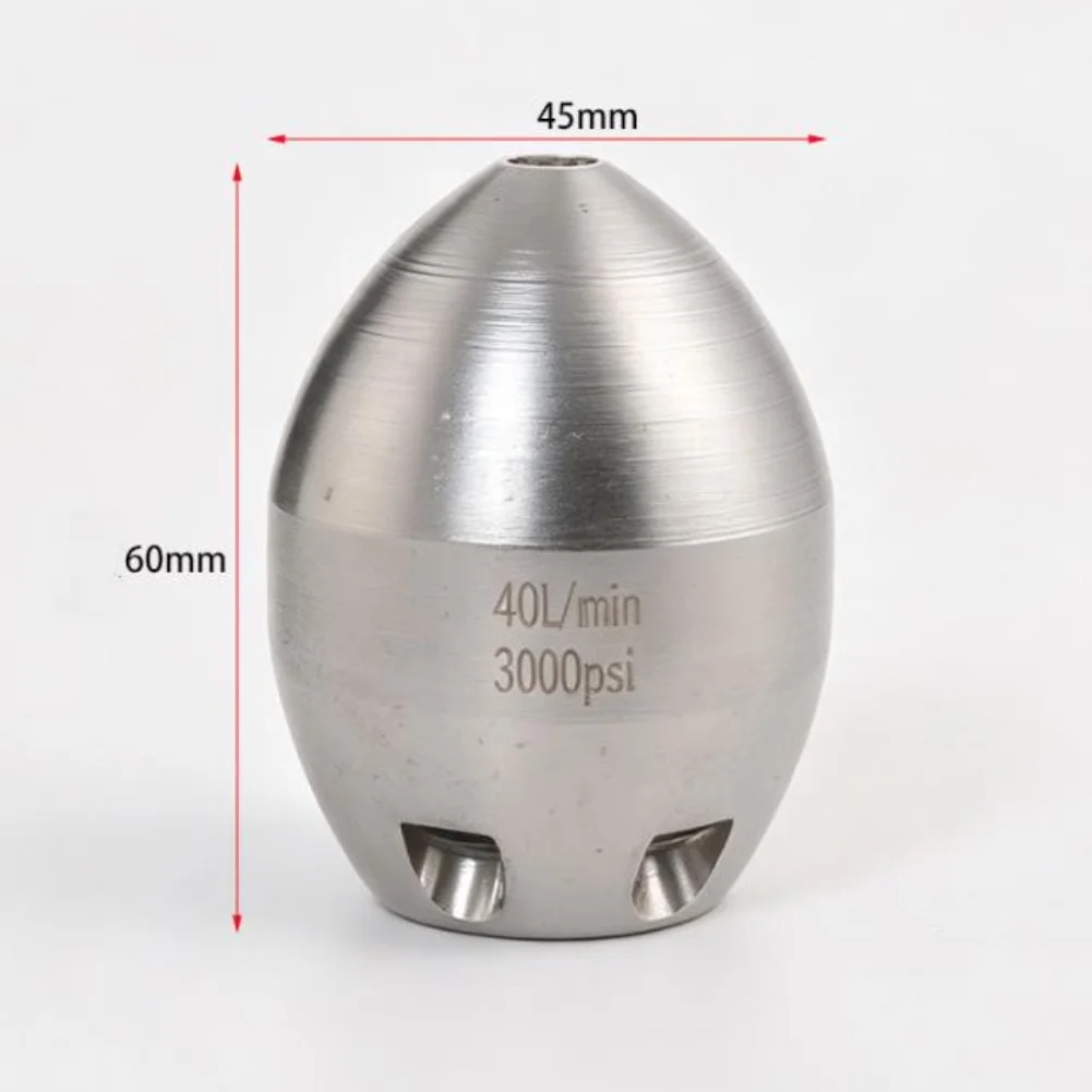 Pipe Cleaning Tool 60*45mm Pressure Washer Nozzle Stainless Steel Construction 3000 PSI Rated Front And Rear Jets