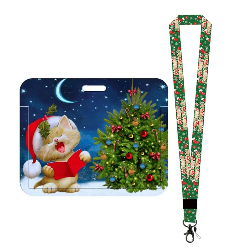 Weihnachten Gnome Kartenhalter Lanyard Schlüsselanhänger Yule Tür Kartenetui Umhängeband Chrimbo ID Ausweishalter Schlüsselzubehör – Detail 11