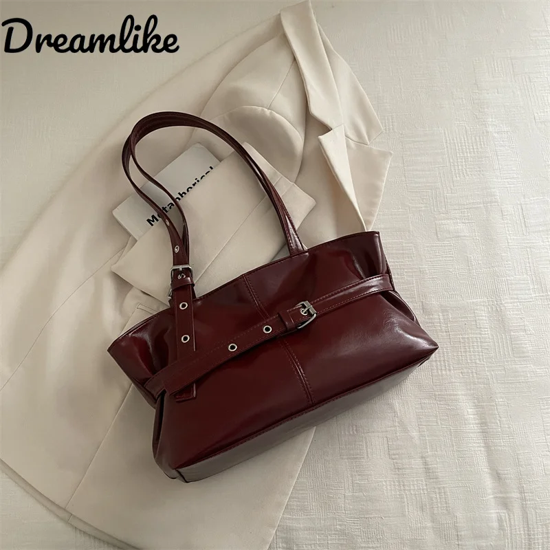 

Женская сумка через плечо большой вместимости, пригородная сумка, простая винтажная трансграничная сумка нового стиля, универсальная сенсация 2026