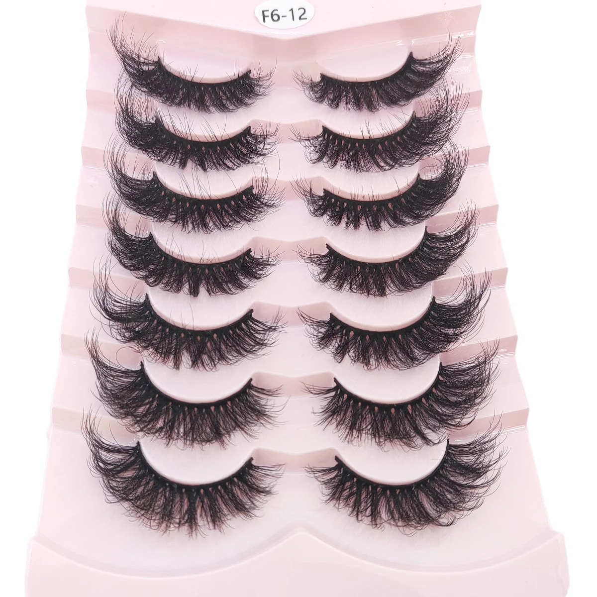 HBZGTLAD 3D人工ミンクつけまつげ7ペア、乱雑な髪の毛の厚くて長いミンクつけまつげ、メイクアップつけまつげ