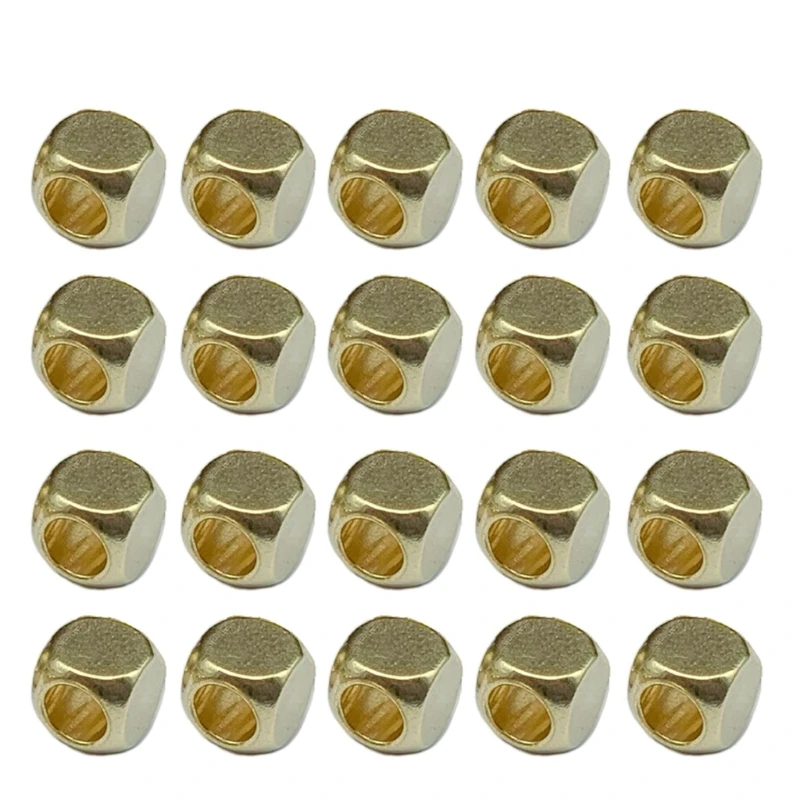 2023 New Pack of 20 Strain Isolate Brass Beads Accessories Round/Square Paracord Lanyard Beads for DIY Jewelry Making