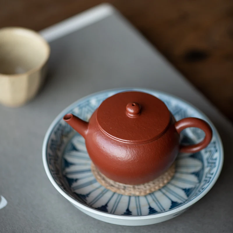 

Yixing Zisha pot, purely handmade, small coal kiln Dahongpao pear skin cinnabar, mini jade bead pot 90cc Wu Cheng