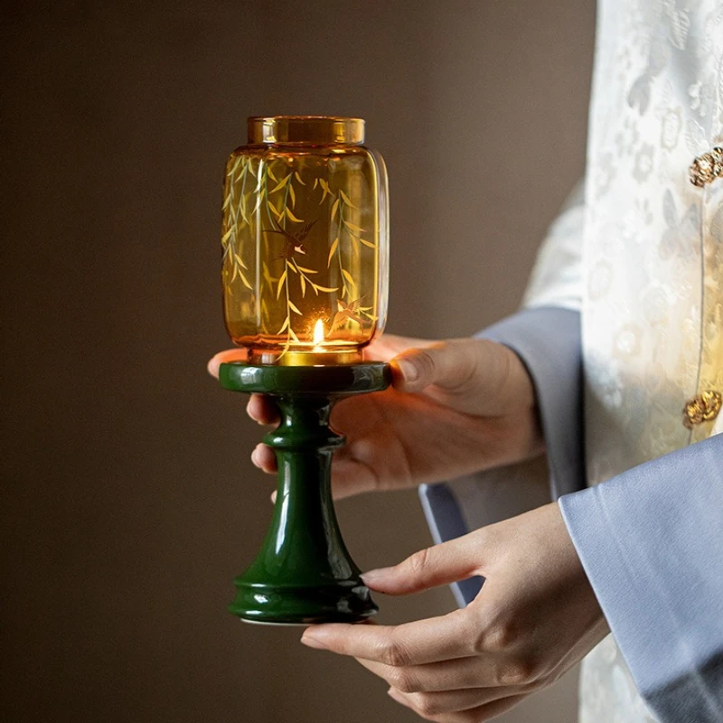 Retro Kerzenhalter, Glas-Keramik Räucherstäbchenständer, Ästhetische Dekoration, Geburtstagsgeschenk für Zuhause