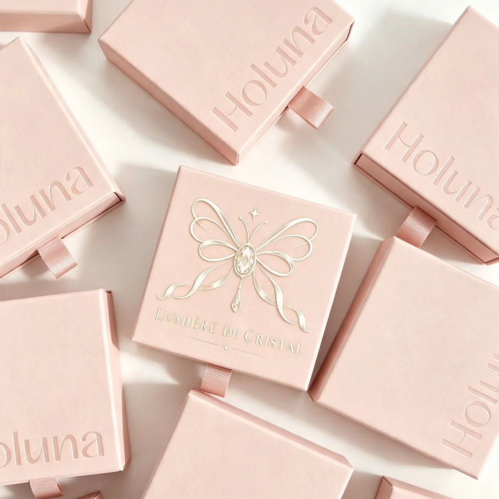 8*8/6*6cm 10PCS Free Custom Logo Paper Box Necklace Ring Box With Sponge Drawer Box Personalized Exquisite Jewelry Packag Pack