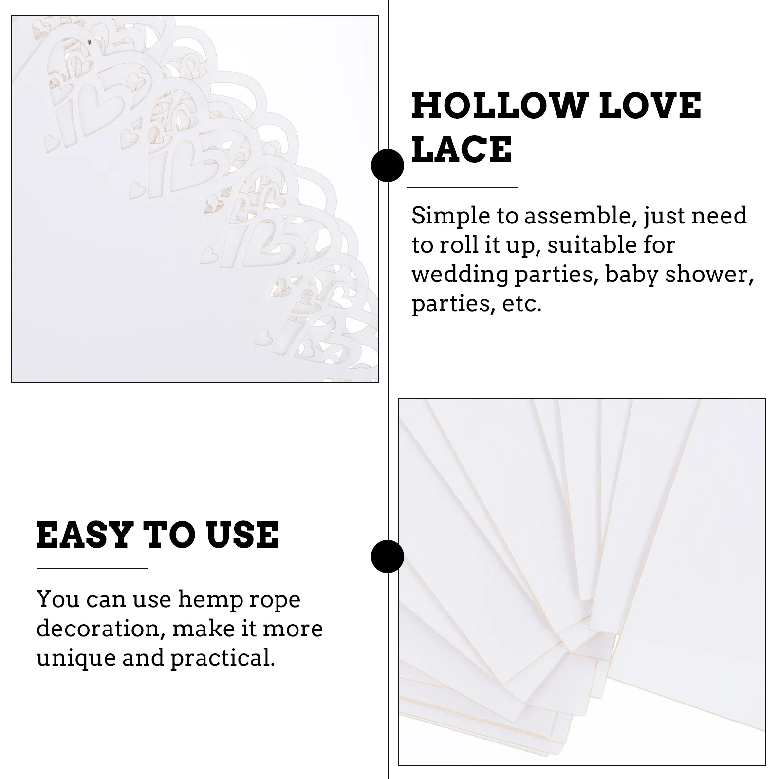 20 Buah Kerucut Pernikahan Putih Desain Berongga Potongan Laser Pita Dua Sisi Tempat Kelopak Elegan Dekorasi Prasmanan Pesta