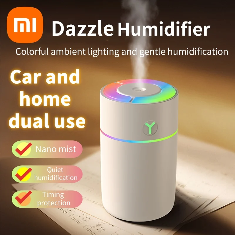 Xiaomi Colorful Humidifier Mini Car Desktop Sprayer Silent Aromatherapy Home Atmosphere Humidifier Nano Mist Timing Protection