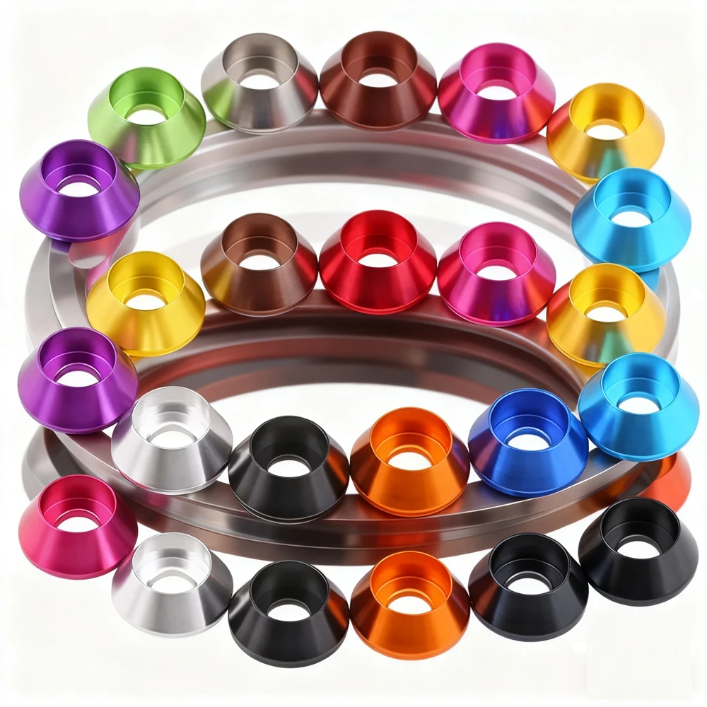 

Cone aluminum cap washer M2 M2.5 M3 M4 M5 M6 m8 Corlorful Aluminum Alloy hex Cap Head Gasket for RC parts 10pcs/lot