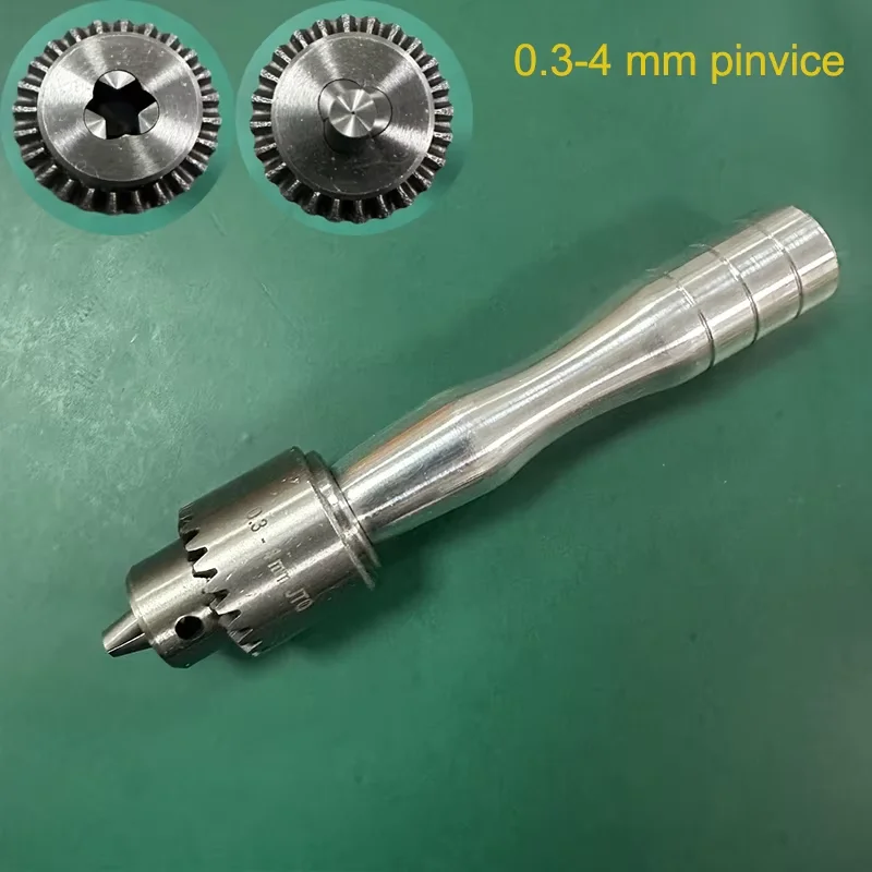Watchmaker Pin Vice 0.3-4mm Precision Hand Drill Chuck for Watch Repair, Screw & Axle Clamping Tool with Ergonomic Handle