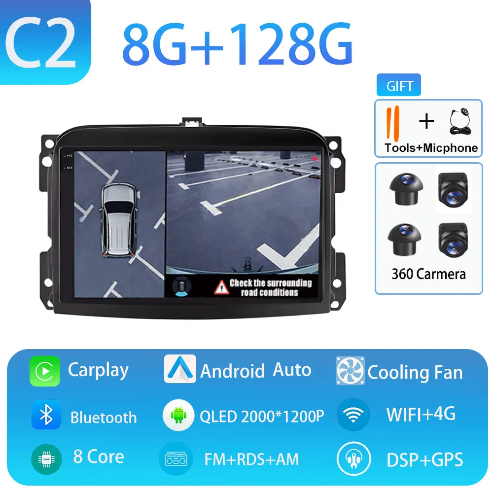 Android 15 voor Fiat 500L 2012-2018 Draadloze Carplay Stereo Scherm Autoradio GPS Navigatie Multimedia Speler 4G WIFI Head Unit
