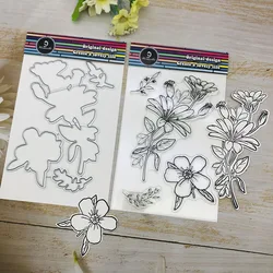 Alinacutle Floral Clear Stamps Etched Dies MetaL Cutting Die DIY Card Scrapbooking Paper Craft Rubber Transparent Silicon Stamps
