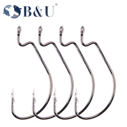 B & U 50 pz/lotto ami da pesca morbidi a vite senza fine in acciaio ad alto tenore di carbonio larghi ami da pesca Super Lock richiamo Softjerk 8 #-5/0 attrezzatura da pesca