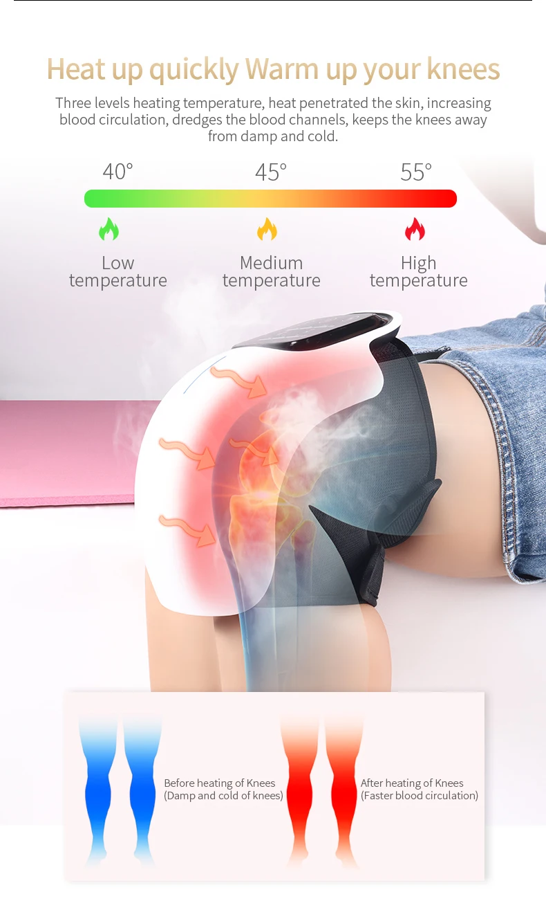 Smart Knee Massager With Hea Pain Relief Infrared Heated Vibration Physiotherapy for Arthritis Massager