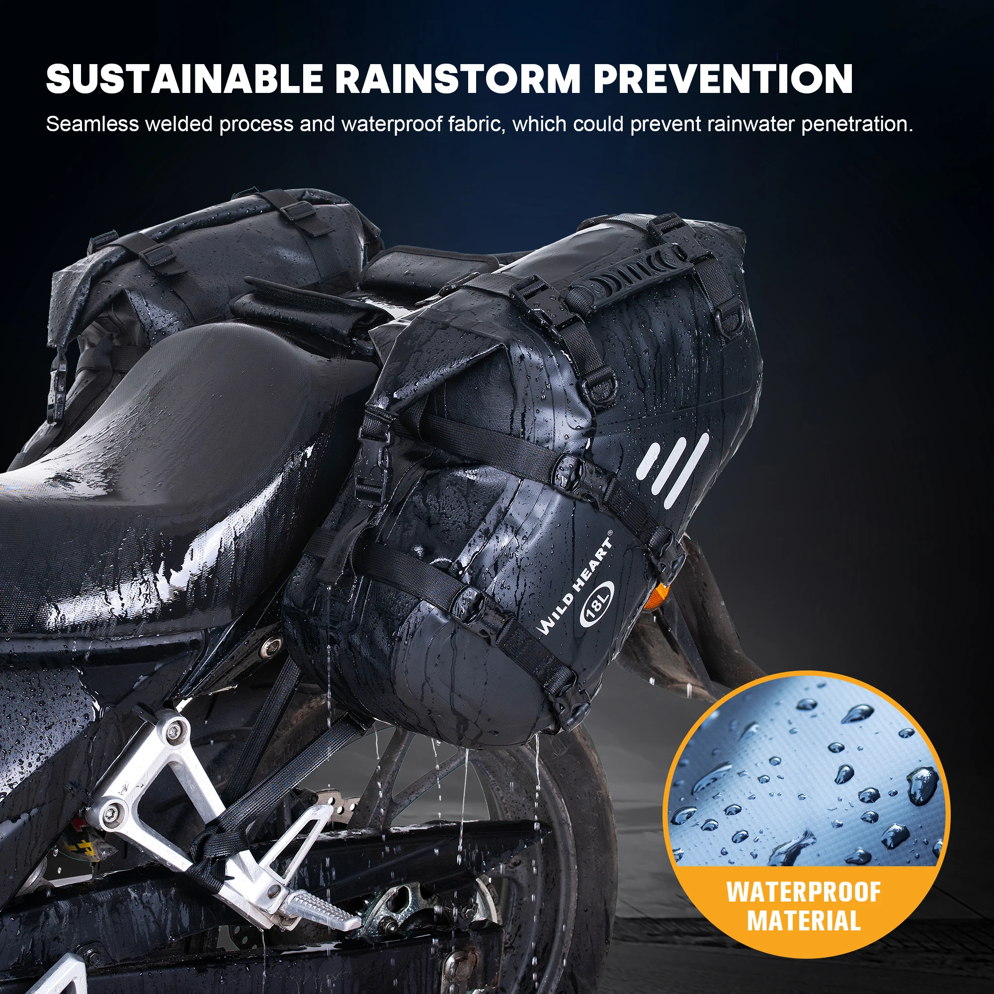 

WILD HEART Motorcycle Bag 100% Waterproof 24L/36L/50L Large Capacity 2 Pcs Universal Fit Pannier Bag Saddle Side Bags
