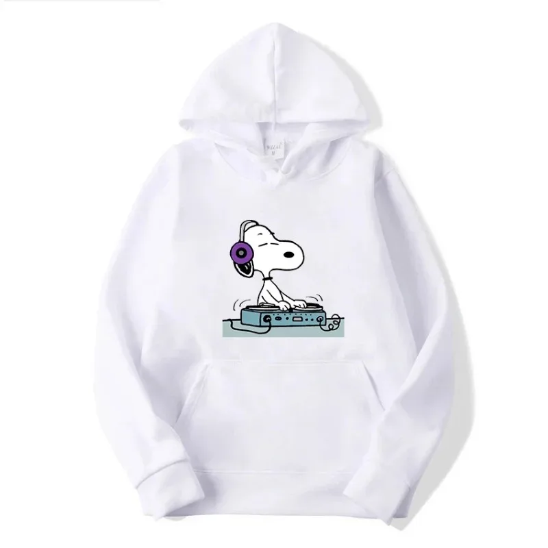 Snoopy Cartoon Printed Men Hoodies Disney Graphics Loose Tops Sweatshirts Male Hip Hop Streetwear Autumn Winter Clothes