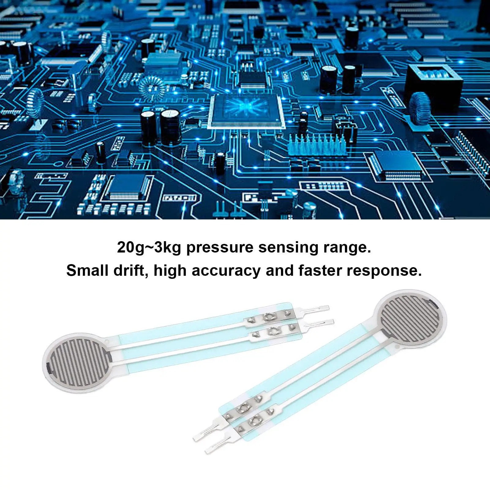 2Pcs Thin Film Pressure Sensor Set 20g-3kg FSR Flexible Force Sensitive Resistor for Precision Measurements