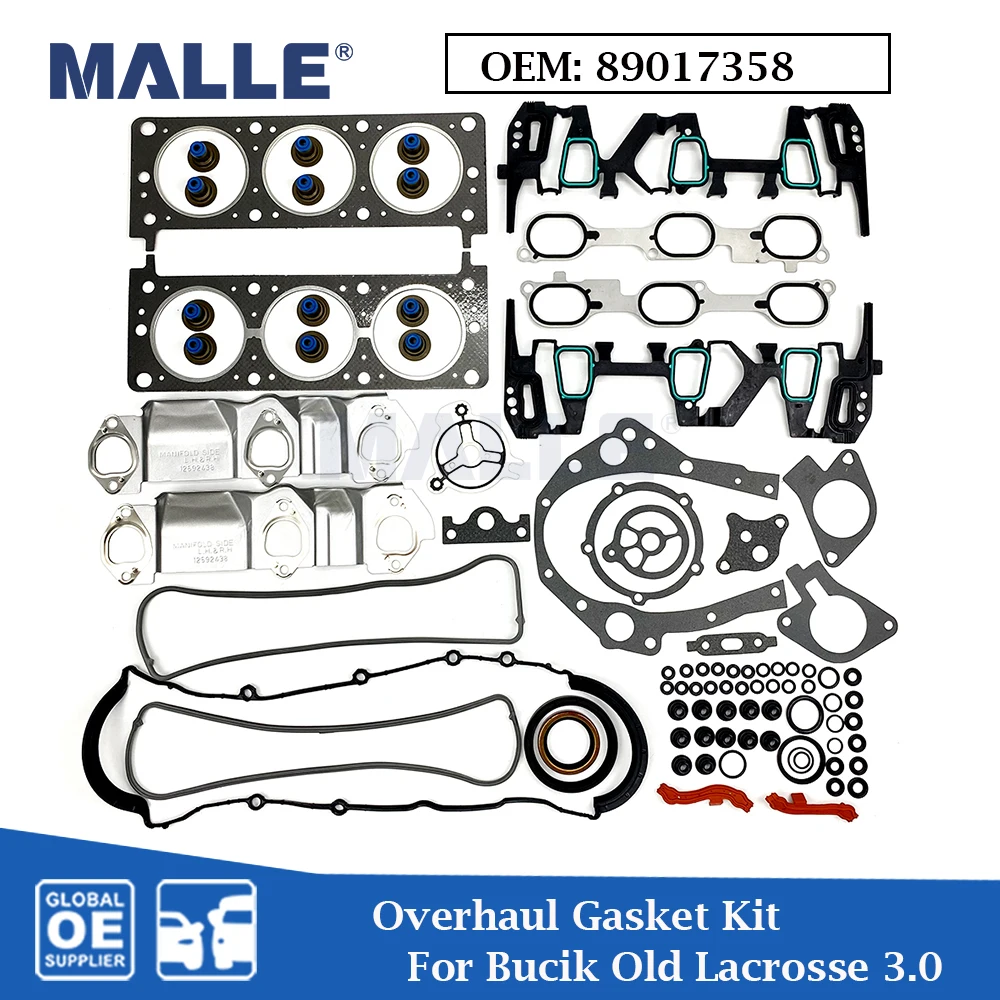 

Engine Overhaul Gasket Kit For Chevrolet Buick Old Lacrosse GL8 3.0 LZC LZD Full Gasket Rebuild Set Car Accessories OE 89017358