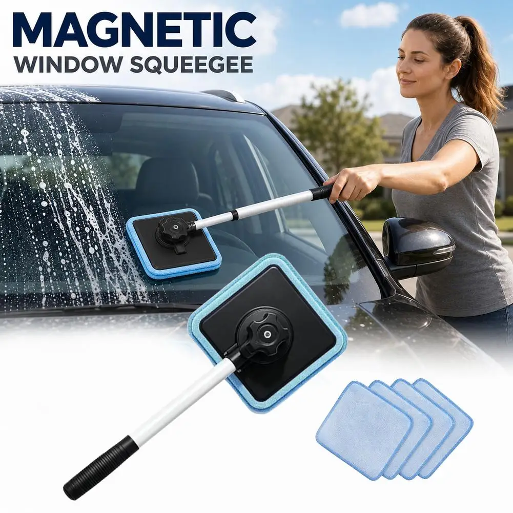 Magnetic Car Windshield Cleaner 2026 Upgrade Window Cleaner Streak-free Auto Glass Cleaning Kit Compact Windshield Brush