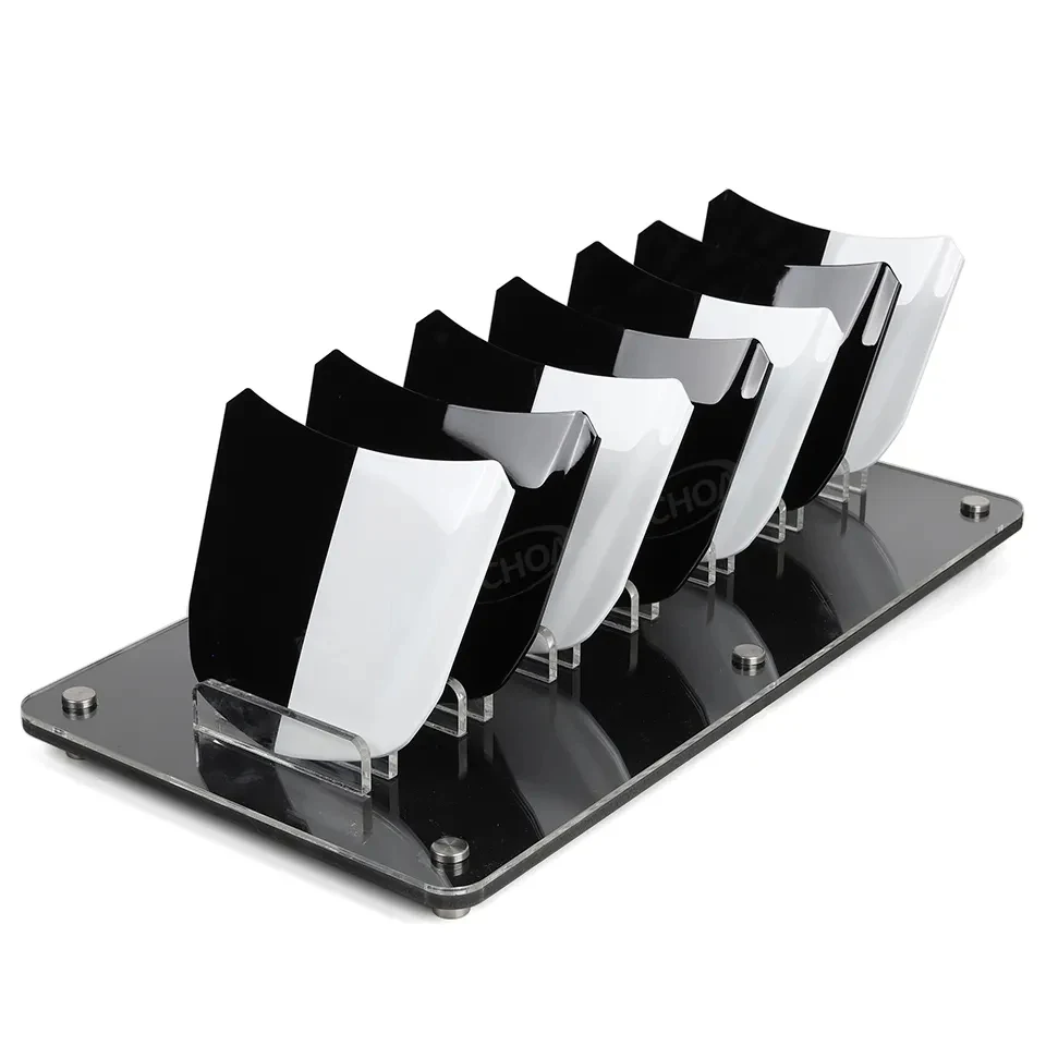 7-Slot Metal Car Mini Bonnet Display & Storage Rack Kit, Small Engine Hood Model Holder Stand for PPF & Coating Testing JGZB