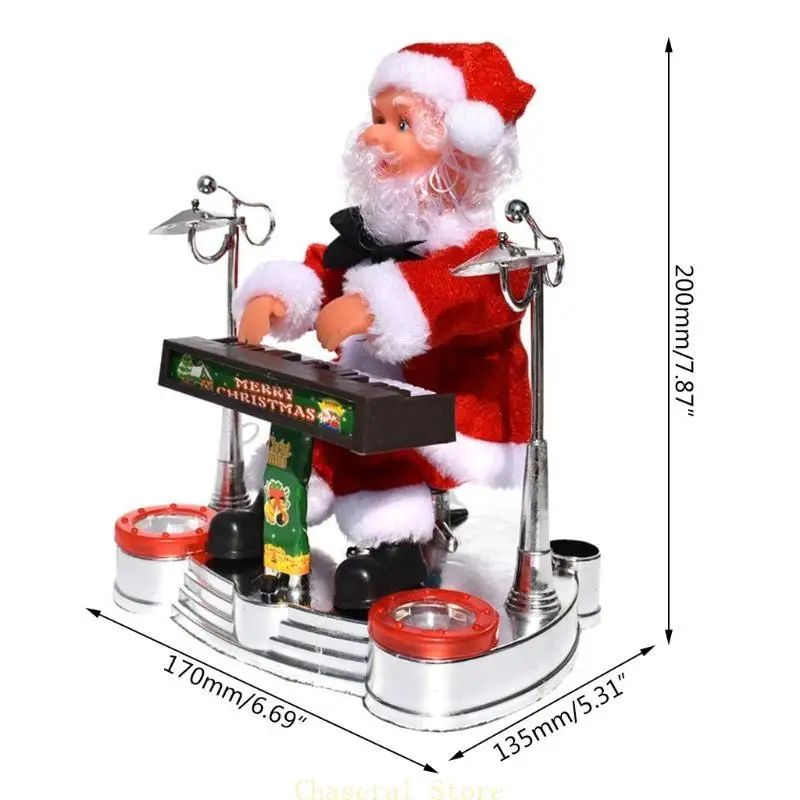 E7CE Electric Santa Blowing Saxophone for Doll Interactive Toy Electric Christmas Dancing Toy Electric Plush Doll Toy