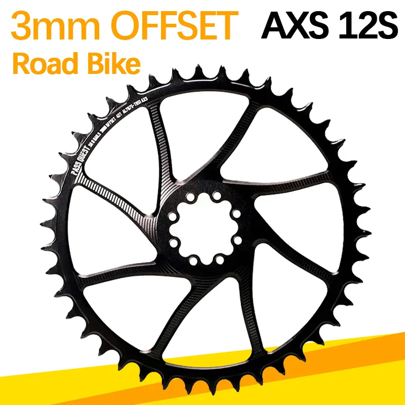 PASS QUEST 3mm Offest Direct Mount Chainring 8 Bolt Narrow Wide Chainring 40T 42T 44T 46T 48T 50T 52T 54T for Sram Axs 12 Speed