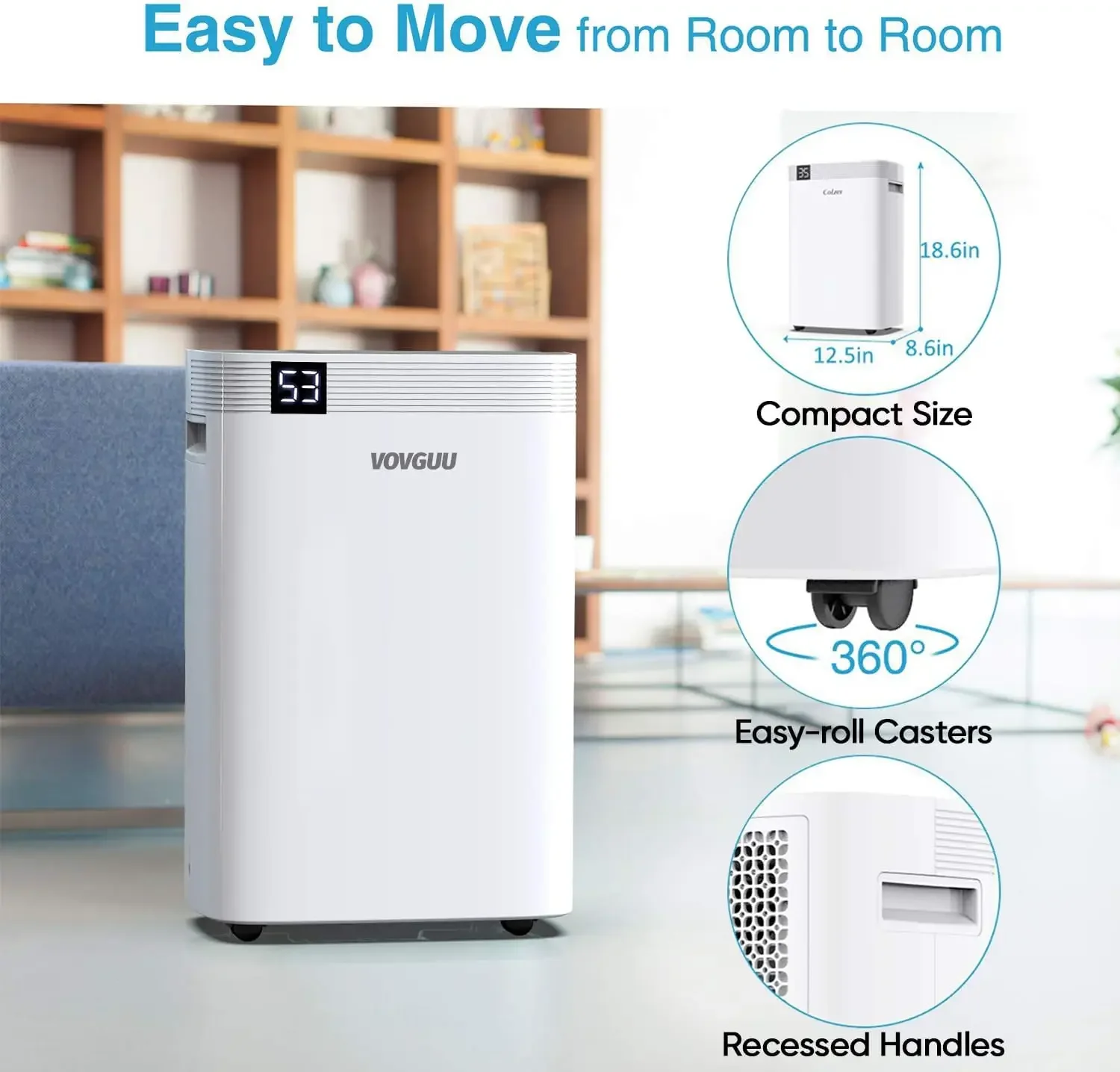 Dehumidifier for Basement and Home with Drain Hose & Water Tank, 3 Smart Modes, Humidity Control, Auto Defrost, 24H Timer- 2024