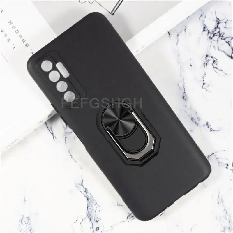 For Tecno Camon 17P 2021 Back Case Finger Ring Soft TPU Silicone Case For Tecno Camon 17P 17 P Camon17P Phone Cover