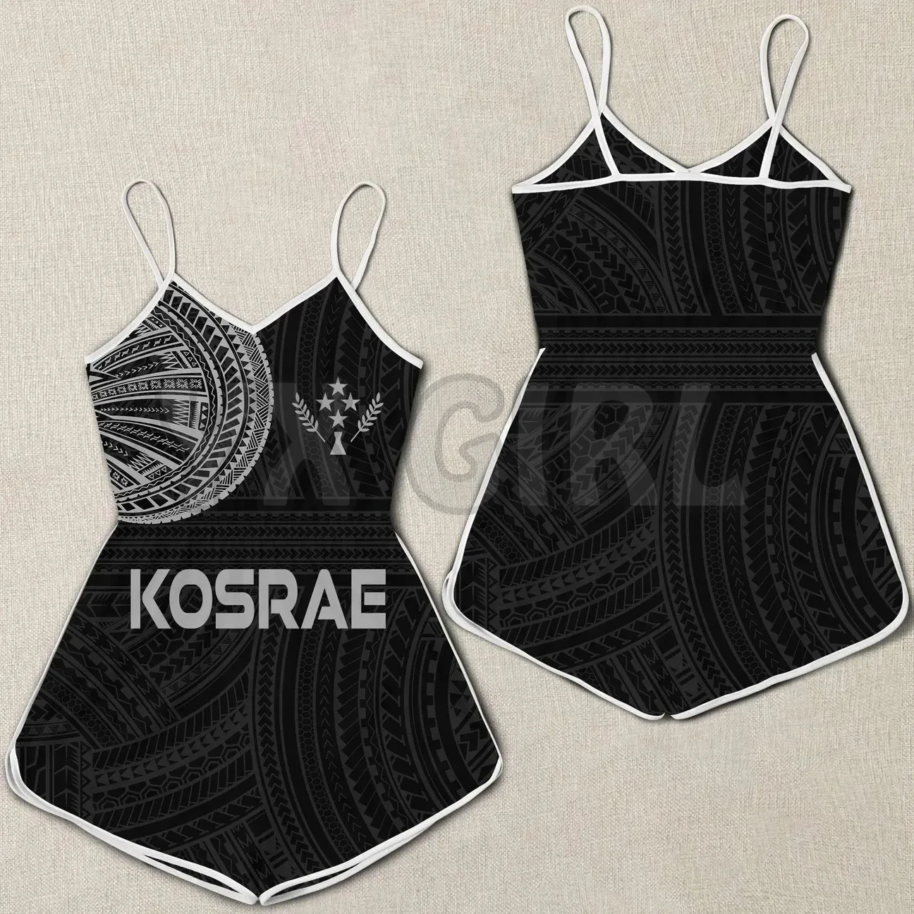 

YX GIRL Kosrae Women Rompers Polynesian Tattoo 3D All Over Printed Rompers Summer Women's Bohemia Clothes