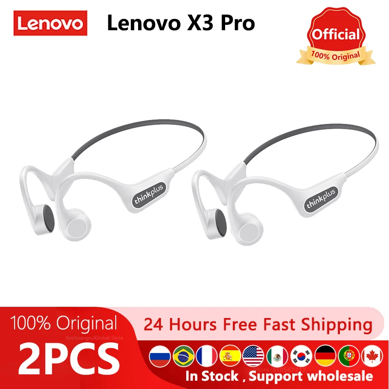 Original Lenovo X3 Pro Bone Conduction Wireless Bluetooth 5.3 Headphone 10pcs / 5pcs / 2pcs Ear Hook Sports Earphones Wholesale