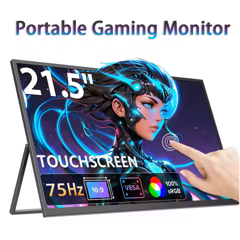 21.5“Portable Gaming Monitor w/touch 75Hz HDR Screen Travel Gaming Computer Display for Steam Deck Laptop Switch PS4 /5 Xbox