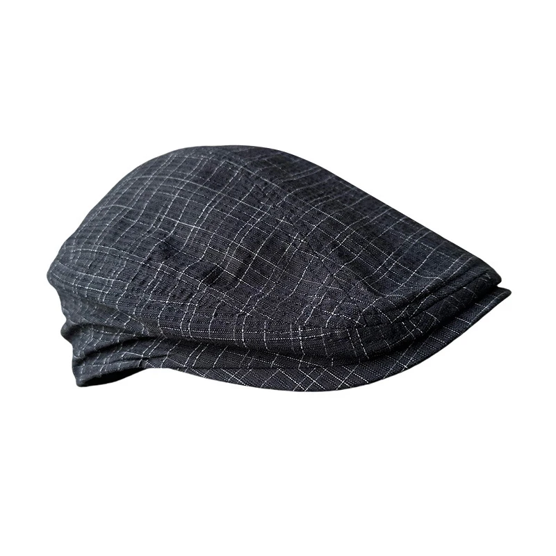 2025 Lniany granatowy damski męski beret z bluszczu Cabbie Driver Hat Wiosna Lato Oddychające płaskie kapelusze Vintage Gatsby Beret 0003