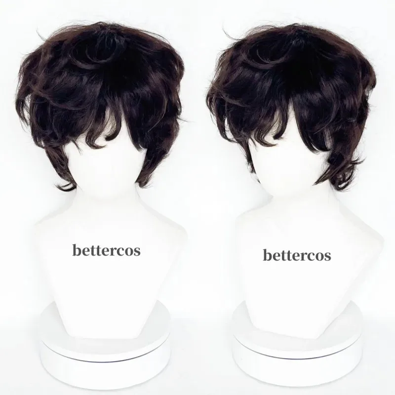 

Парик для косплея Frodo Baggins, высокое качество, короткие коричневые вьющиеся термостойкие синтетические волосы, аниме, парики для ролевых игр, косплей + шапочка для парика