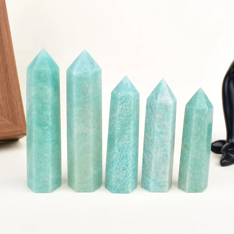 1 قطعة الكريستال الطبيعي حجر الأمازون مسلة نقطة أحجار استشفاء سداسية المعدنية عينة الحرف ديكور المنزل لتقوم بها بنفسك هدية تذكارية #2