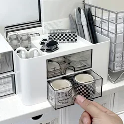 1PC Stationery Storage Box Student Dormitory Desk Office Pen Holder Drawer Type Multiple Compartments Dust Prevention