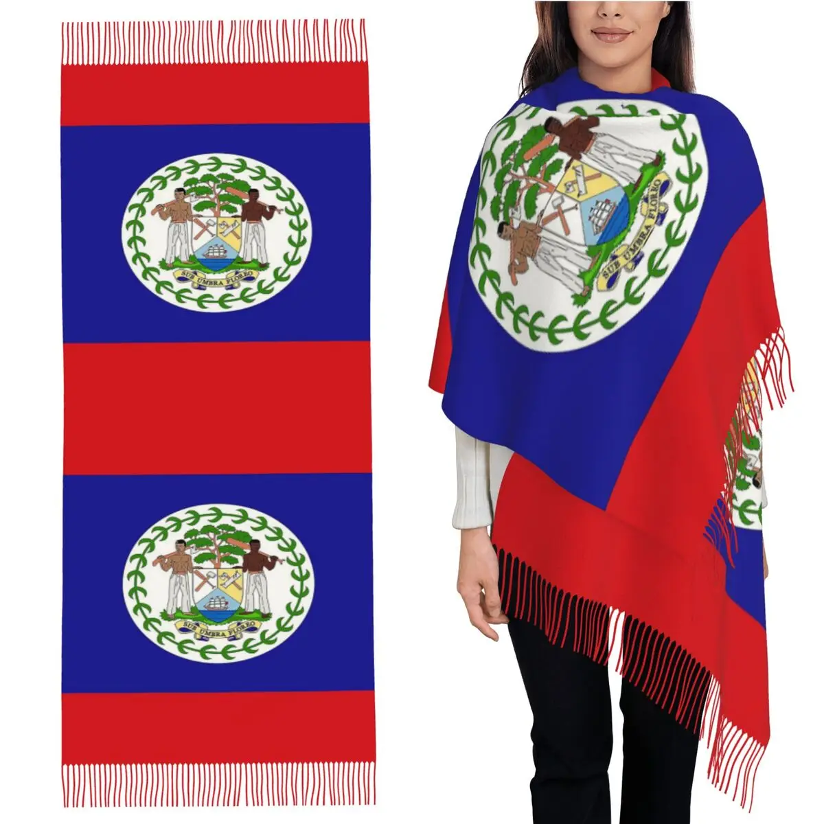 

Belize Flag Gifts, Stickers & Products Scarf Tassel Scarves Women Soft Warm Shawls and Wraps Large Fall Winter Shawl Wrap