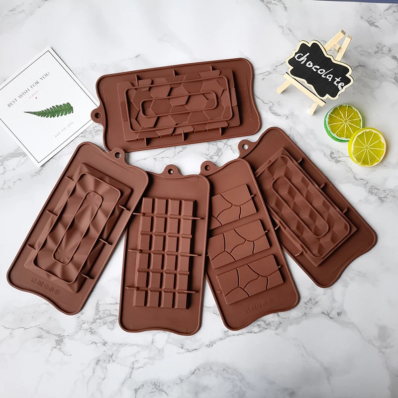 New 3d Silicone Chocolate Bar Mold Rectangle Break Apart Geometry Forms for Chocolate Candy Maker Mould for Cake Decoration