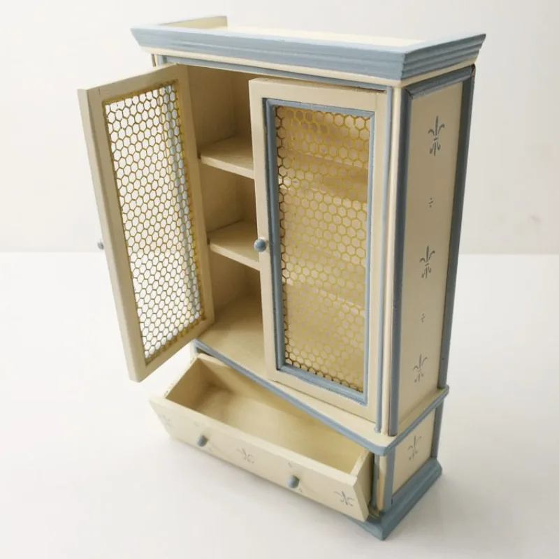 Dollhouse 1:12 Wooden Display Cabinets Cabinet Mini FurnitureToys Miniatures Molded Scene Simulation Scale Model Home Decor