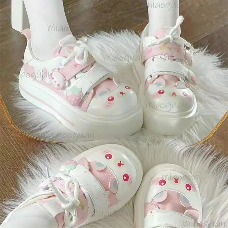 2026 Herbst Damen Kawaii Plateau-Sneaker mit Schnürung, Dicker Sohle, Freizeitschuhe, Niedliche Damenmode Vulkanisierte Schuhe, Tenis Feminino