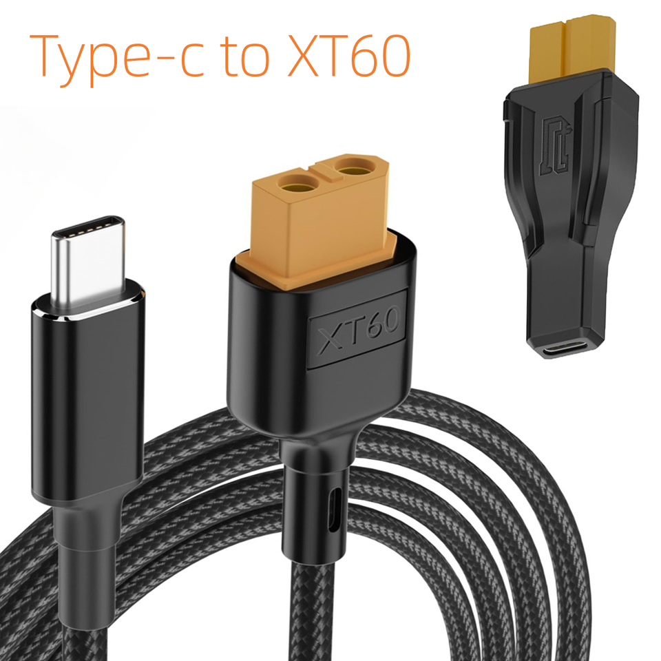  Type-C to XT60 Charging Cable PD 100W 20V/5A USB C to XT60 Female Adapter for ToolkitRC Drone Model Energy Storage Power Charger 