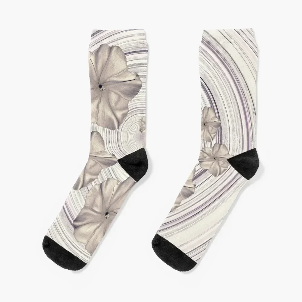 Spiral Creamy Moon Flower Swirl Socks designer cool Socks Women's Men's