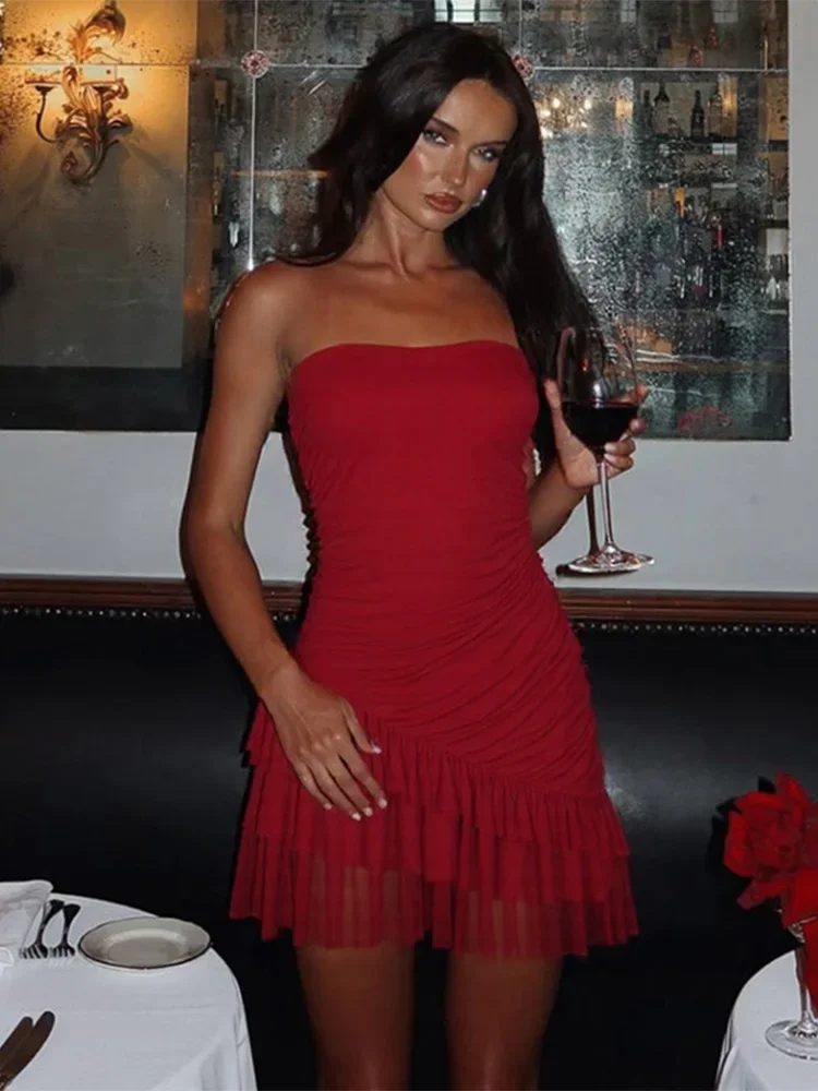 Malha retalhos mini vestido feminino cintura alta magro sem mangas em camadas vestido de festa clube sexy fora do ombro tubo vestido superior