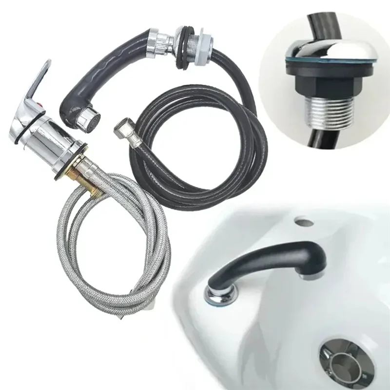 

CTHO-Hair Salon Shampoo Basin Sink Hot And Cold Water Pipe Handle Shower Hose Faucet Replacement Kit