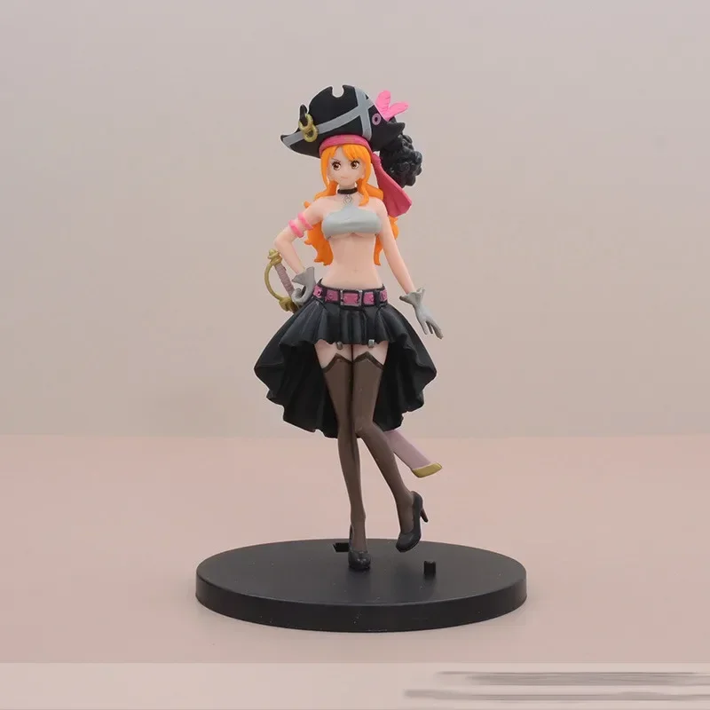 19CM Anime One Piece Nami Black Clothes Action Figure ONE PIECE FILM RED Dress Up Figurine PVC Collectible Model Toy Kid Gift