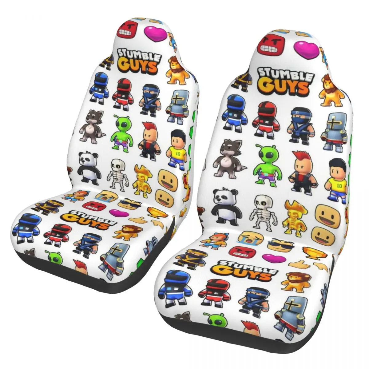 Stumble Guys Pattern Universal Car Seat Cover Auto Interior Travel Cartoon Game Car Seat Covers Polyester Car Accessories